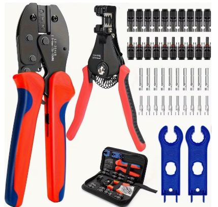 Kit de Herramientas Profesionales para Energía Solar – Ponchadora y Conectores