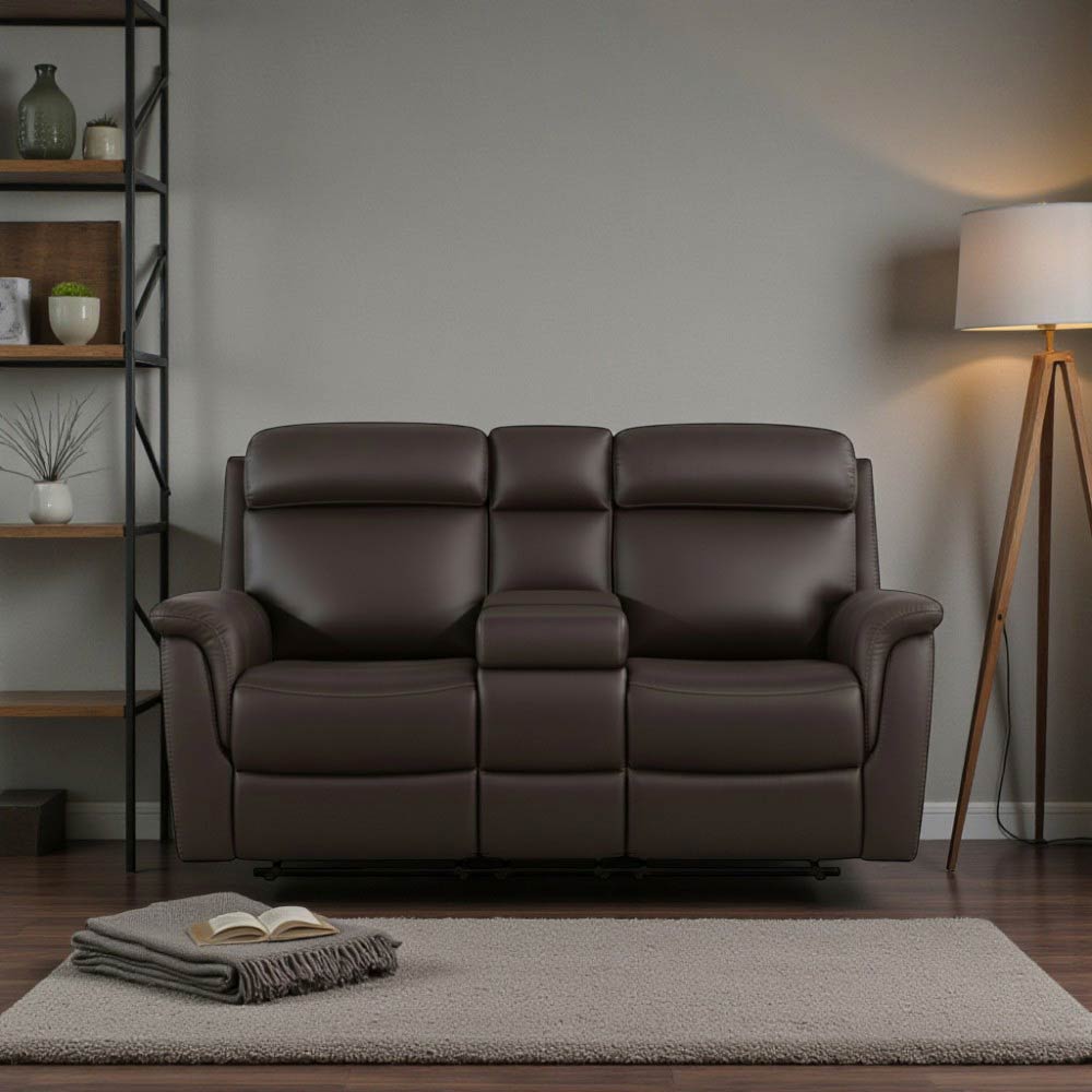 Reclinable doble eléctrico c/consola Molly tapiz café