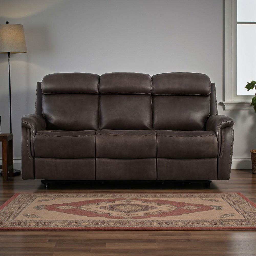 Reclinable triple eléctrico Molly tela microfibra café