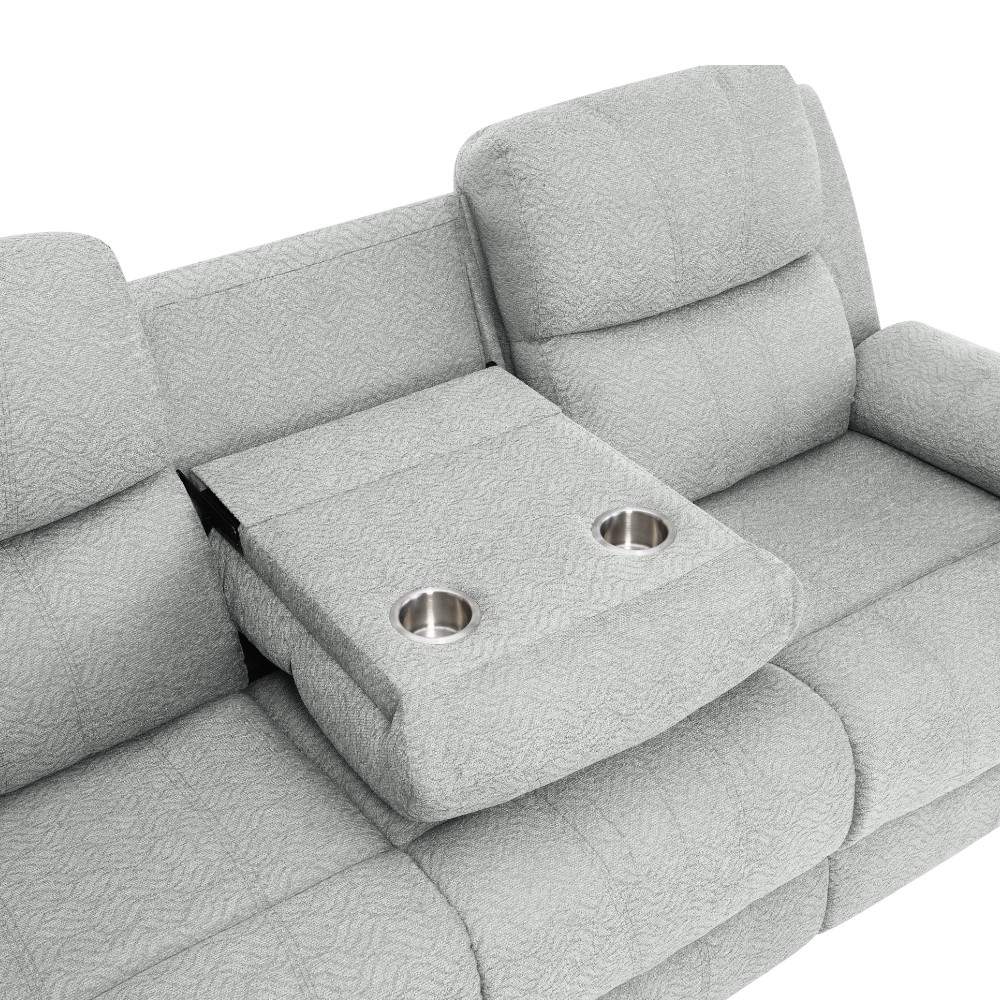 Reclinable manual triple c/portavasos Ivonny de tapiz gris