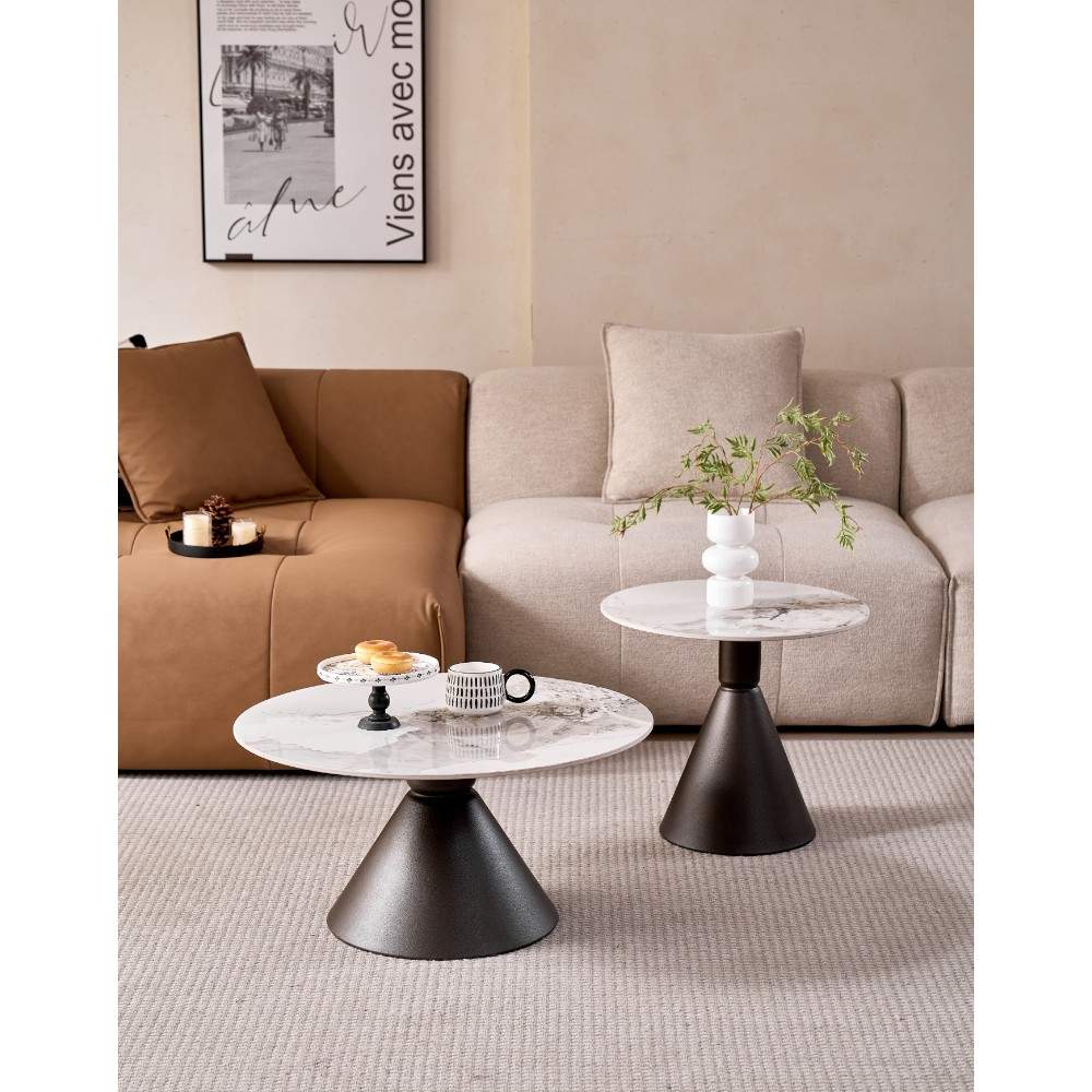 Set x2 mesas de centro Sky top piedra sinterizada