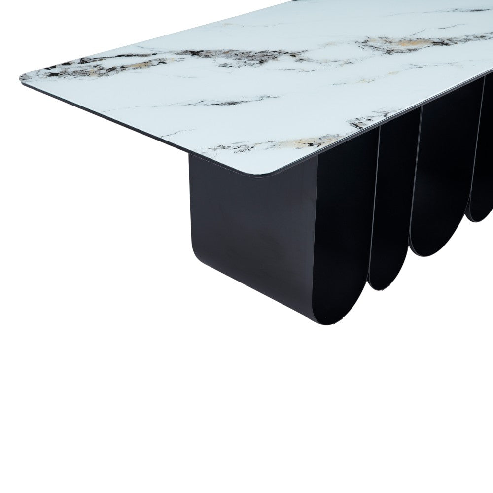 Mesa comedor rectangular 200×90 Movy top vidrio base negra
