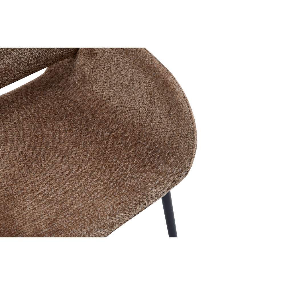 Silla de comedor con brazos Flora de tapiz café claro