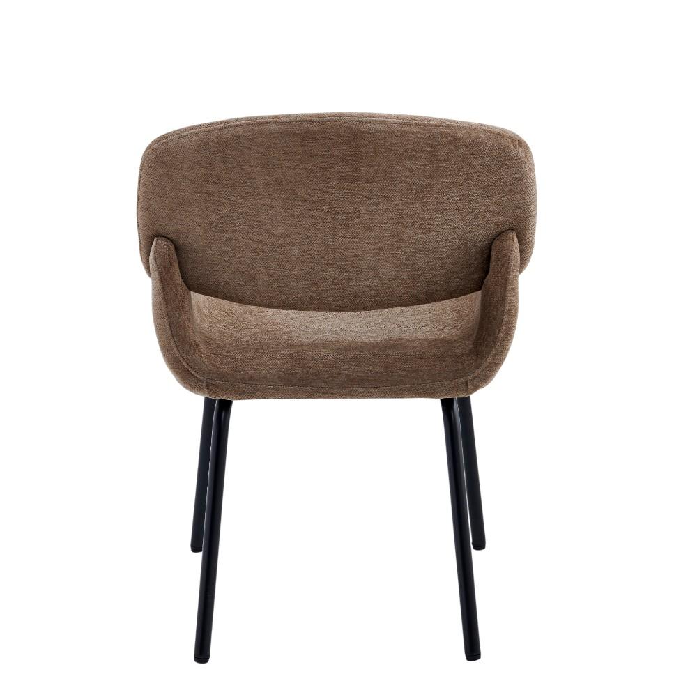 Silla de comedor con brazos Flora de tapiz café claro