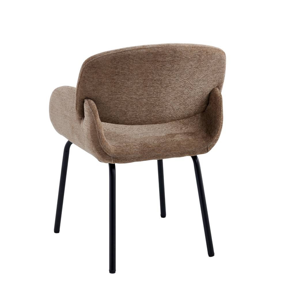 Silla de comedor con brazos Flora de tapiz café claro