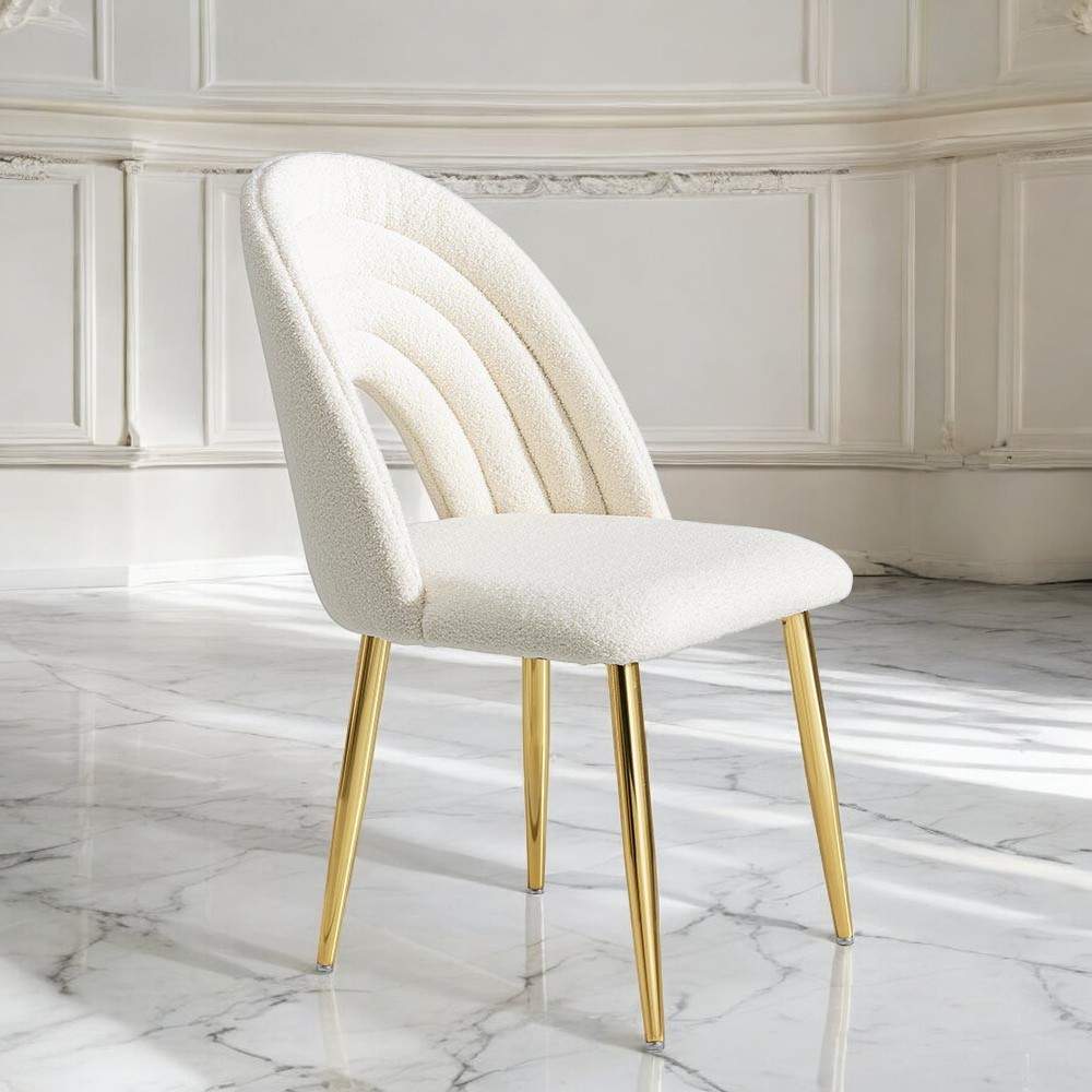Silla de comedor sin brazos Nube de tapiz blanco