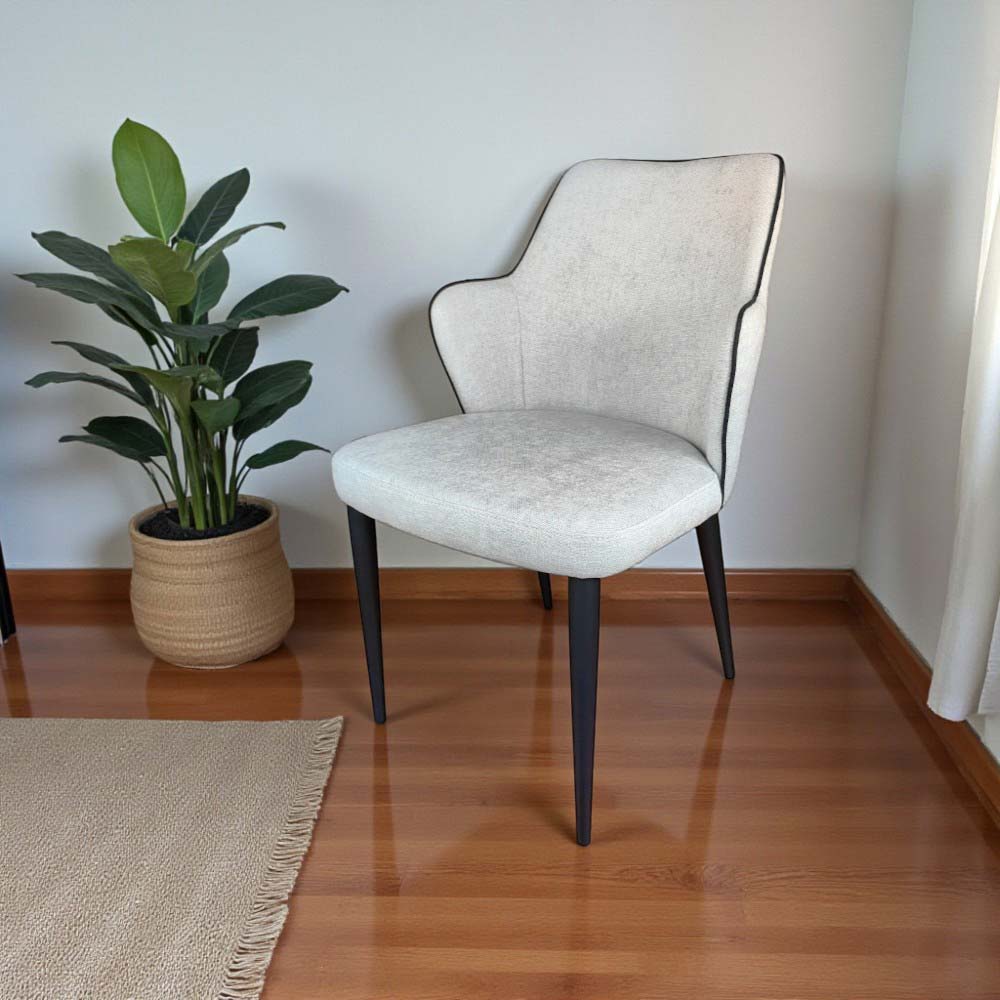 Silla de comedor sin brazos Yinny tapiz gris