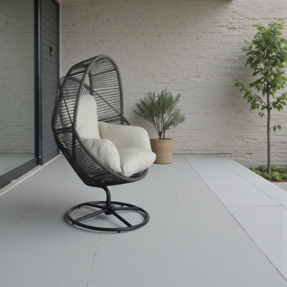 Asiento giratorio Vian de acero con polyrattan cafe oscuro