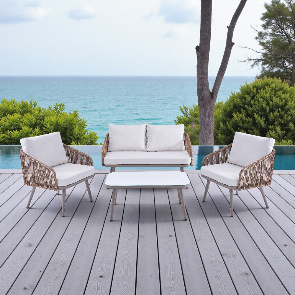 Set sala de exterior Dan de polyrattán y acero