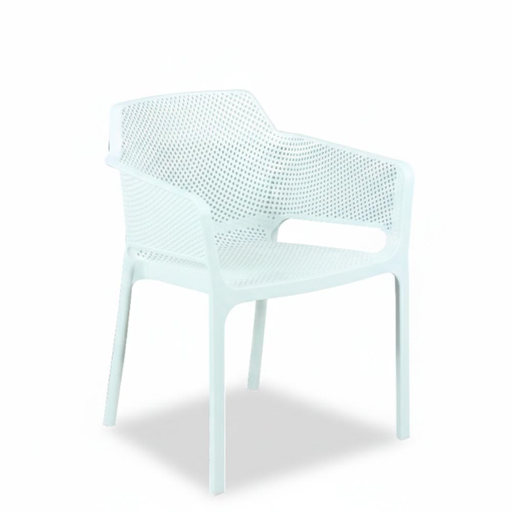 Set comedor de exterior 4P Nara aluminio /PP blanco mate