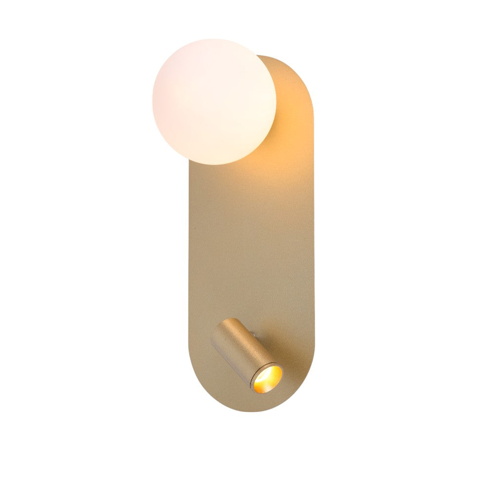 Aplique LED+G9 pared Roma gold vidrio blanco luz cálida 8W