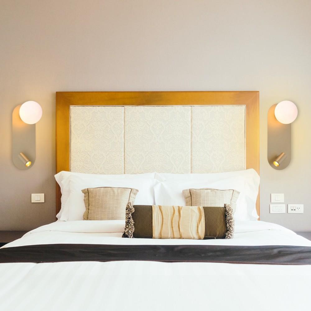 Aplique LED+G9 pared Roma gold vidrio blanco luz cálida 8W