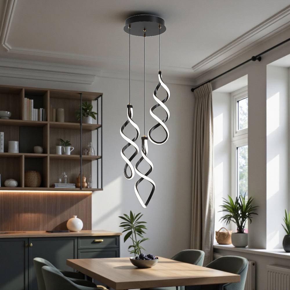 Lámpara colgante LED Hélice negro/acrílico 3CCT 40W