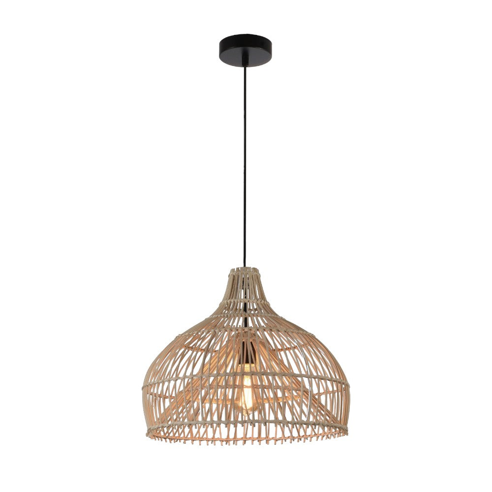 Lámpara colgante E27 Darla de ratán natural