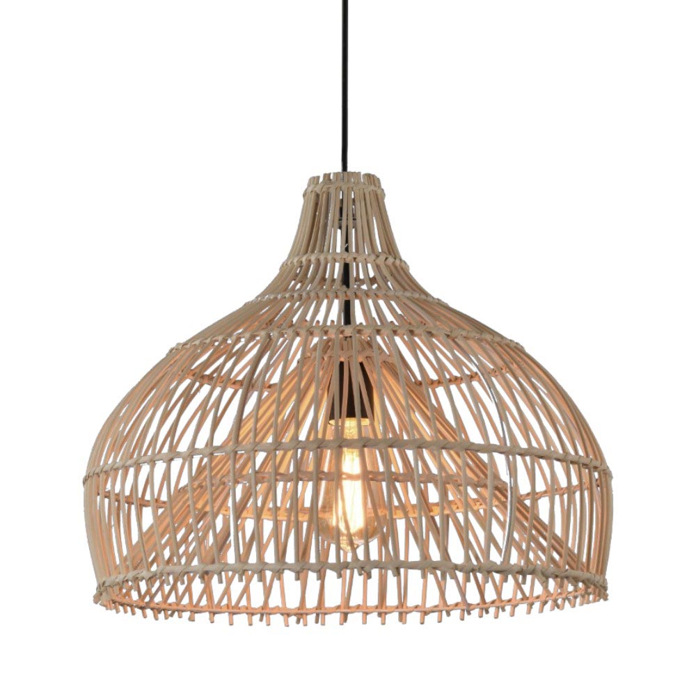 Lámpara colgante E27 Darla de ratán natural