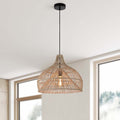 Lámpara colgante E27 Darla de ratán natural