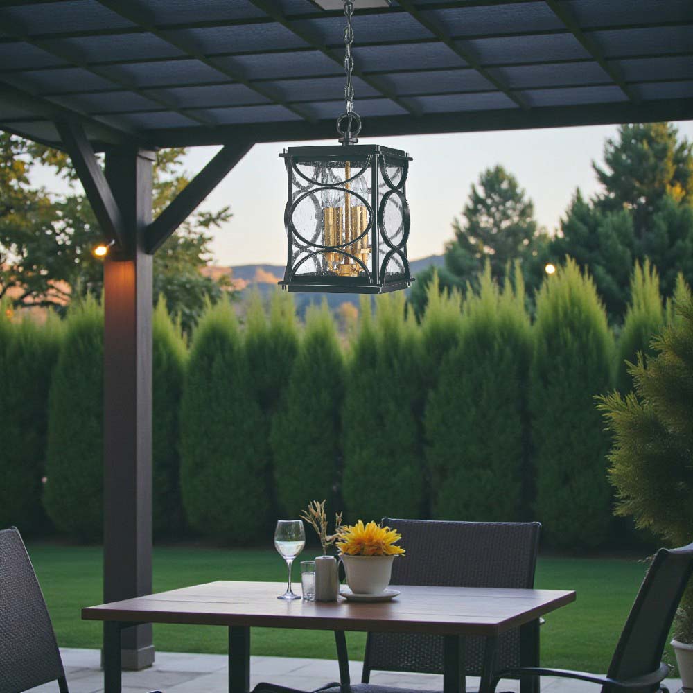 Lámpara colgante Grecia 4XE12 de acero color negro