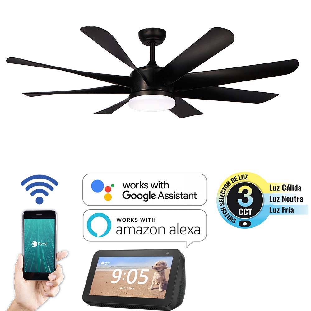 Ventilador Smart de tumbado Kent 60″ con LED 3CCT y control