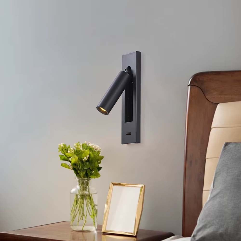 Lámpara led de pared Gale black con luz cálida 3W y USB